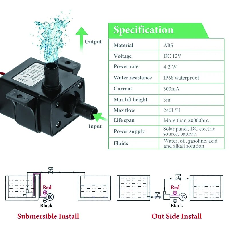 Pompa wodna 240L/H DC 12V bezs – Marine Aquarium Dc Pump recenzja i cena